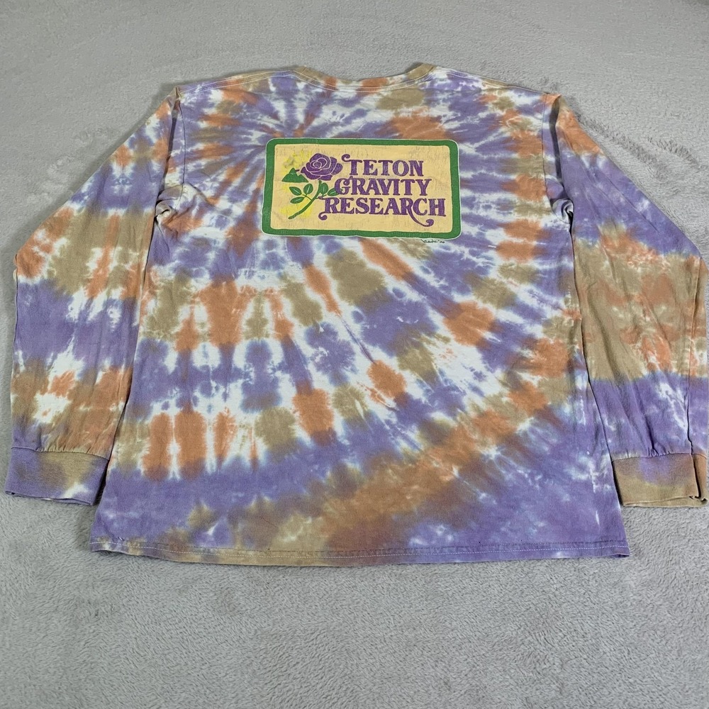 Teton Gravity Research Shirt Mens Large Multicolor Tie Dye Long Sleeve Rose Tee
